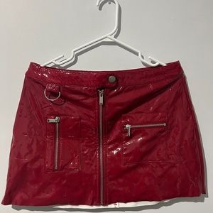 Garage  - Red leather skirt with zipper